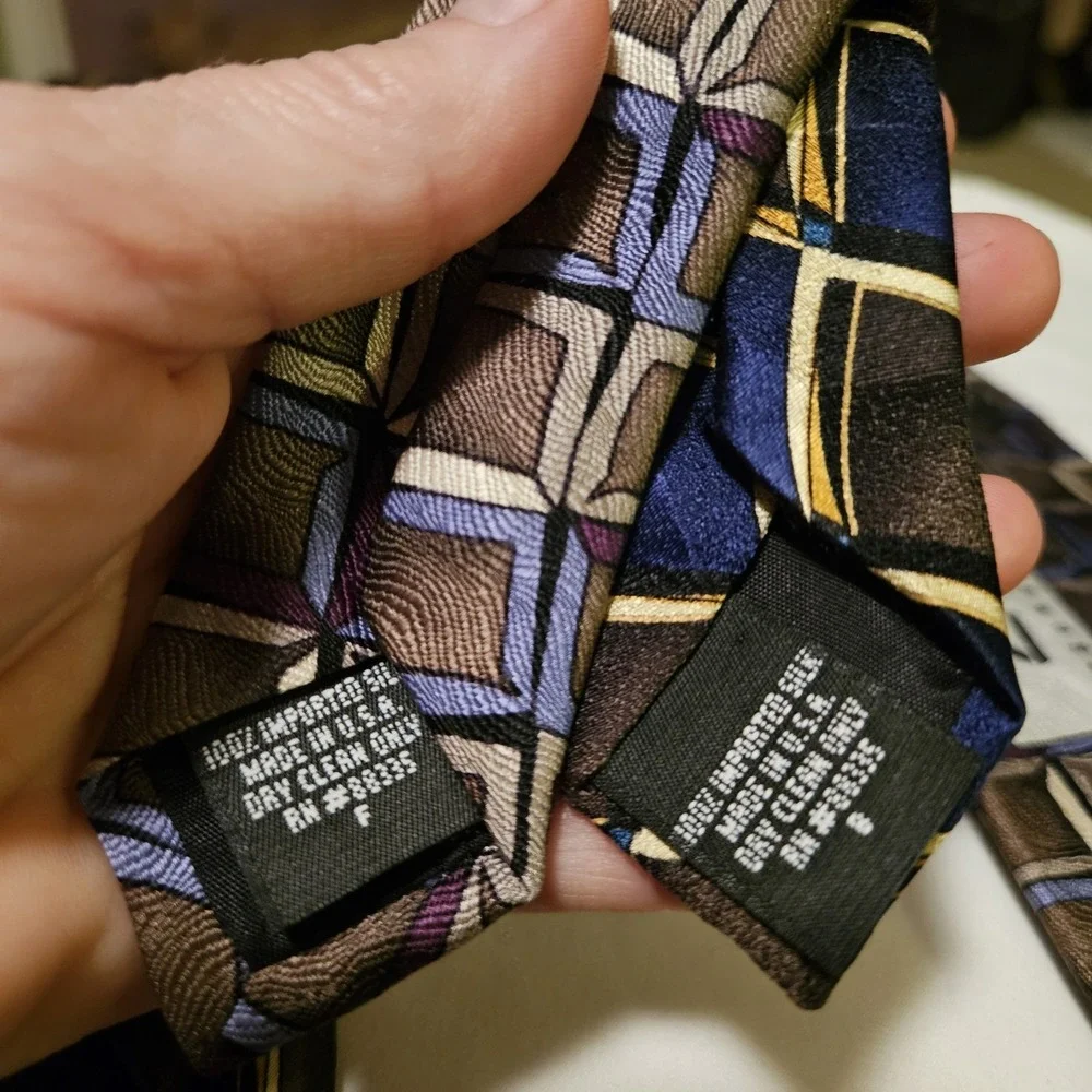 Ziggurat Mulberry Neckwear Silk‎ Necktie Tie Lot 2~Geometric